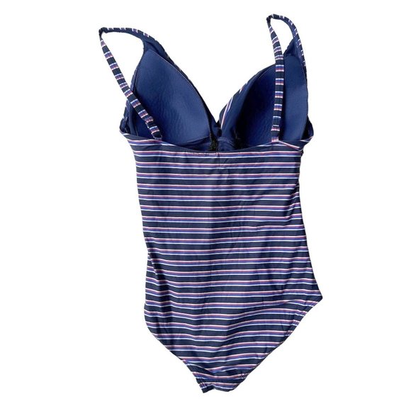 NipTuck Swim Swimsuit Size 8 Sailor Stripe One Piece Navy Red Tummy Cont… - Picture 2 of 12